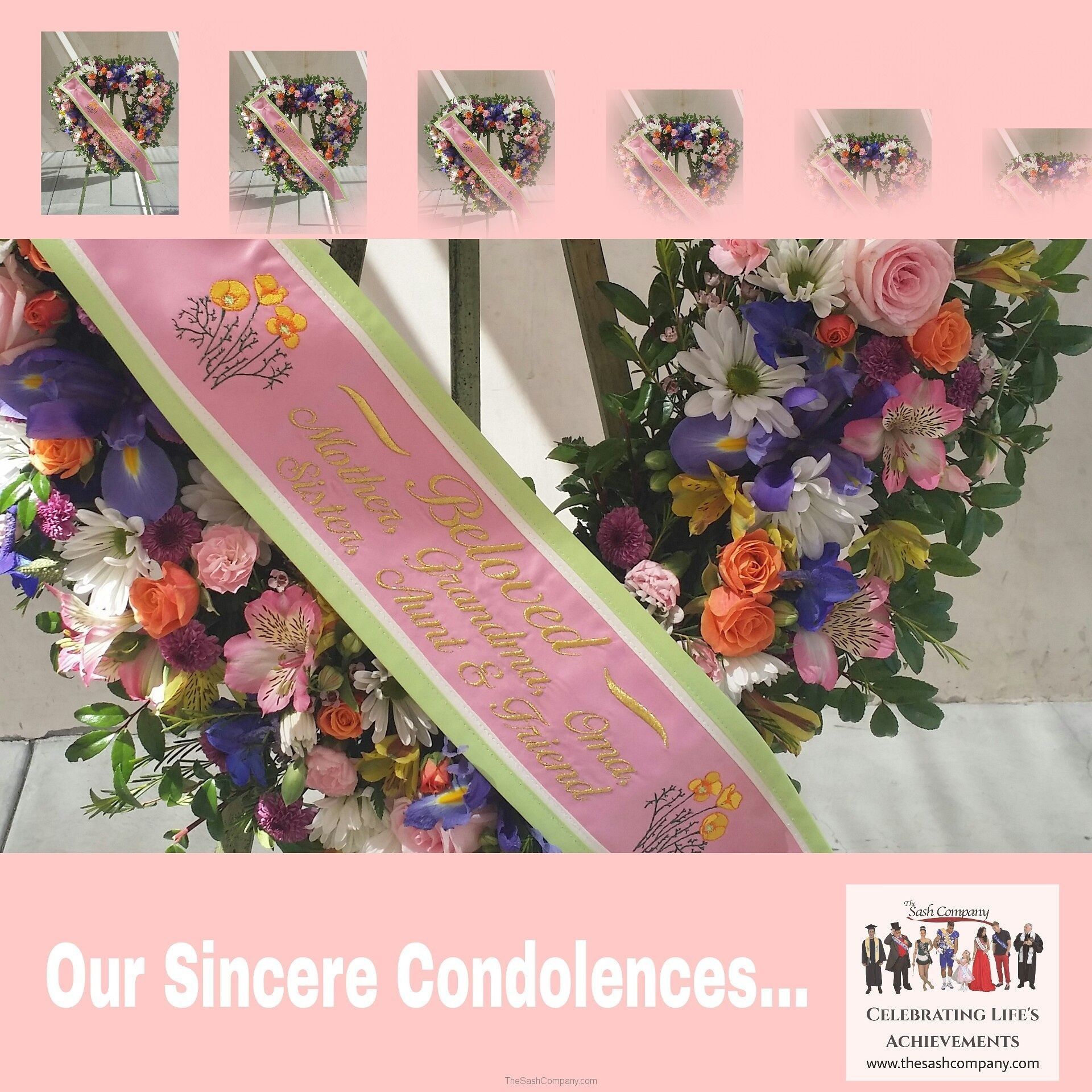 Celebration of Life Funeral Floral Sash