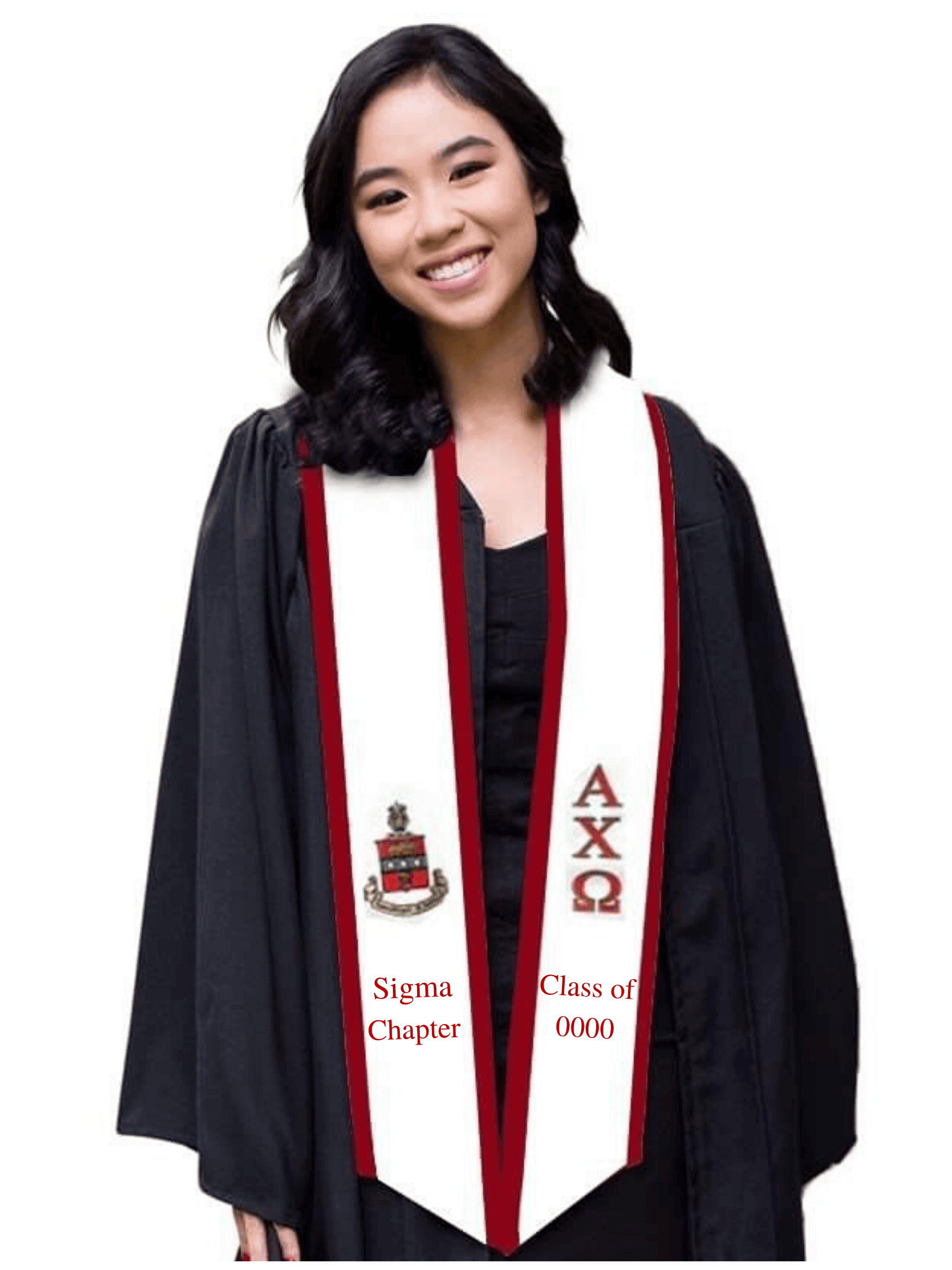 Alpha Chi Omega Class of 2024 Graduation Stole in White