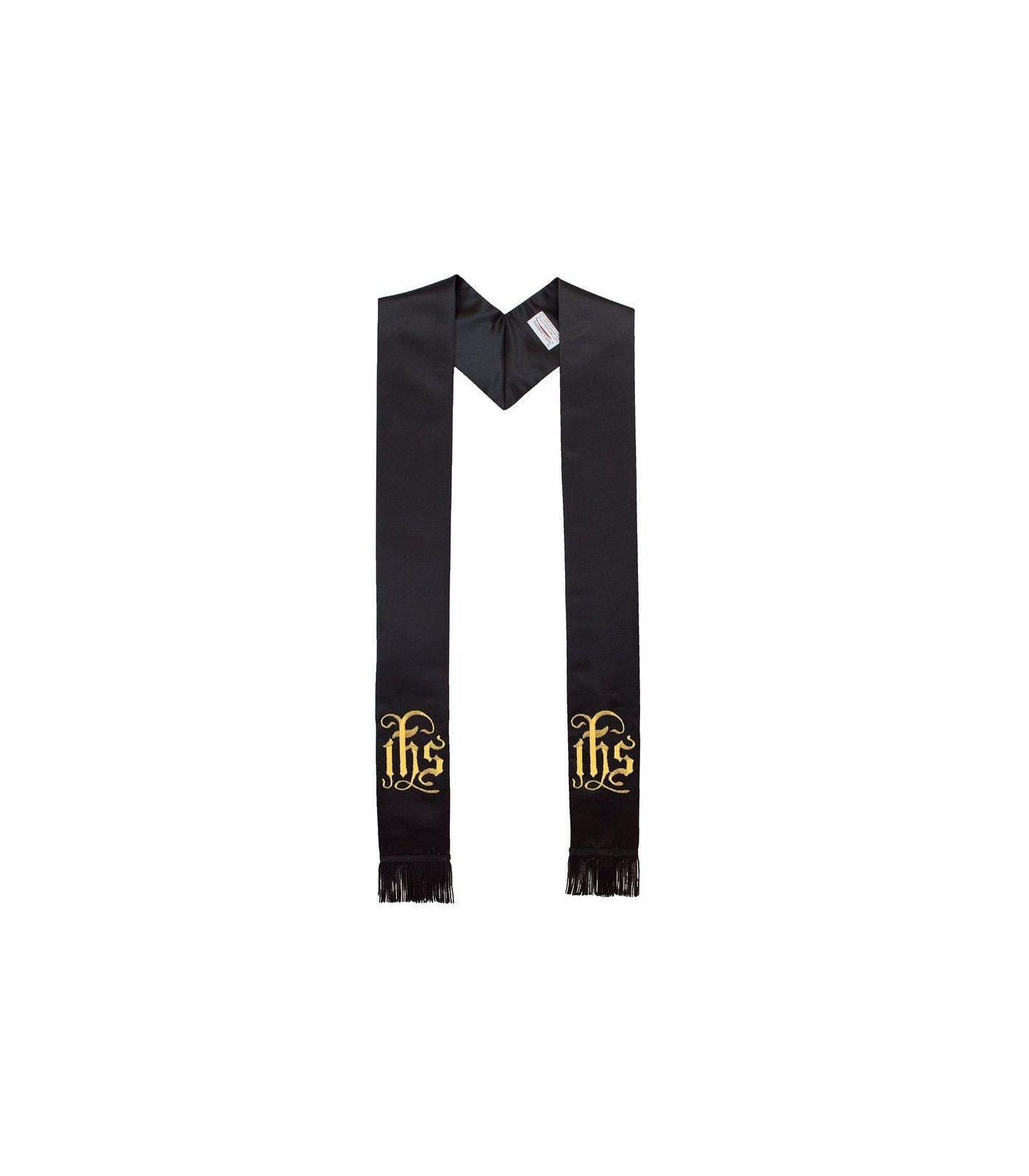 In His Service IHS Black Clergy Stole