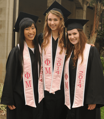 Phi Mu Graduation Greek Sorority Stoles & Sashes